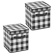 mDesign Square Gift-Wrap or Ornament Storage Box, Handles, 2 Pack