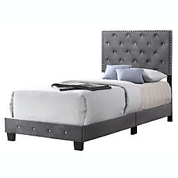 Passion Furniture Wooden Suffolk Gray Twin Panel Bed with Slat Support