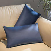 Cheer Collection - Set of 2 Hollow Fiber Filled Lumbar Couch Pillows, 12" x 20" -  Navy