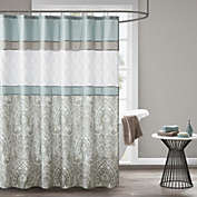 Belen Kox 100% Polyester Microfiber Embroidery Printed Shower Curtain Blue