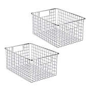 mDesign Metal Wire Storage Basket Bin for Closets, 6" High, 2 Pack