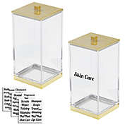 mDesign Large Apothecary Storage Jar with Labels for Bathroom