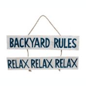 RAM Outdoor Decor Hand Painted Wooden Backyard Rules Wall Art Sign