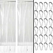 mDesign Waterproof PEVA Shower Curtain Liner, 3 Gauge - Clear/Chrome