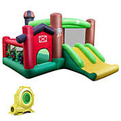 Slickblue Farm Themed 6-in-1 Inflatable Castle with Trampoline and 735W Blower