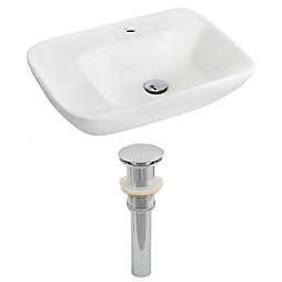 American Imaginations 23 5-in W Wall Mount White Vessel Set For 1 Hole Center Faucet