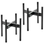 mDesign Bamboo Wood Adjustable Modern Stackable Plant Stand - 2 Pack