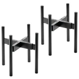 mDesign Bamboo Wood Adjustable Modern Stackable Plant Stand - 2 Pack