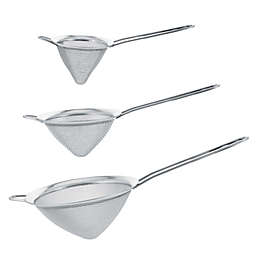 U.S. Kitchen Supply® - Set of 3 Premium Quality Extra Fine Twill Mesh Stainless Steel Conical Strainers - 3