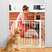 Stock Preferred Extra Wide Large Baby Gate with Swing Door in White