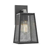 CHLOE Lighting Lighting EMERSON Industrial 1 Light Textured Black Outdoor Wall Sconce 12" Tall