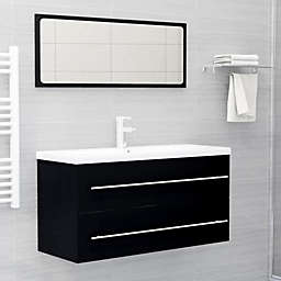 vidaXL 2 Piece Bathroom Furniture Set Black Chipboard 4855