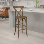 Emma and Oliver Dark Antique Wood Cross Back Barstool