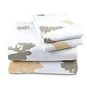 JumpOff Jo Queen Flannel Sheet Set - Flat Sheet, Fitted Sheet, 2 Pillow Cases - Woodland