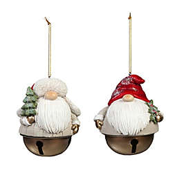 Evergreen Polyresin Winter Gnome Bell Ornament, Set of 2