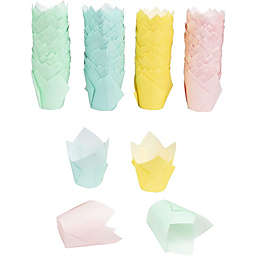 Juvale Tulip Cupcake Liners - 400-Pack Cupcake Wrappers Muffin Paper Baking Cups - 4 Assorted Pastel Colors, Standard Size, 2