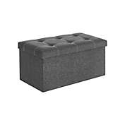 SONGMICS Storage Ottoman Bench, 21 Gal. (80L) Folding Chest, Bed End Stool, Footstool with Breathable Linen-Look Fabric, Holds 660 lb, for Entryway, Living Room, Bedroom, Dark Gray
