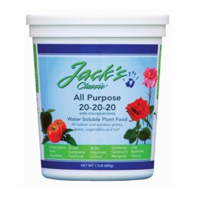 JR Peters Jack's Classic Water Soluble All Purpose Fertilizer, 20-20-20, 1.5#