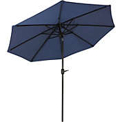 Sunnydaze Outdoor Aluminum Patio Umbrella with Fade-Resistant Canopy and Auto Tilt and Crank - 9&#39; - Navy Blue