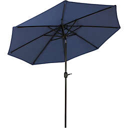 Sunnydaze Outdoor Aluminum Patio Umbrella with Fade-Resistant Canopy and Auto Tilt and Crank - 9' - Navy Blue