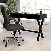 Merrick Lane Davisburg 42" Home Office Writing Desk with Open Front Storage Compartments in Black