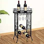 Home Life Boutique Wine Rack with Glass Holder for 9 Bottles Metal