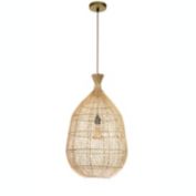 ELE Light & Decor Savannah 1-Light Tan Pendant Design Pendant Light with Rattan Shade
