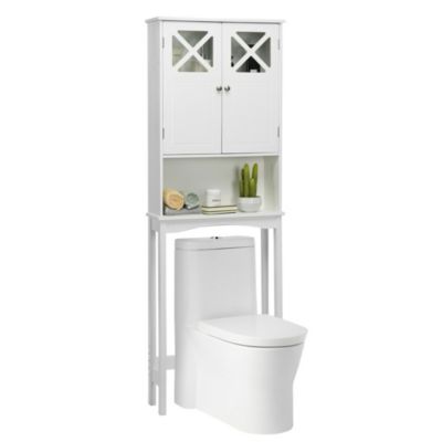 Gymax 2-Door Over The Toilet Bathroom Space Saver Storage Cabinet w/ Adjustable Shelf