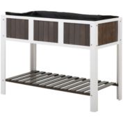 Outsunny 47'' Wooden Raised Garden Bed with Countryside Design, Elevated Planter Box Stand with Spacious Area for Planting, Open Storage Shelf & Versatile Use