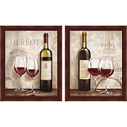 Metaverse Art Wine in Paris by Janelle Penner 9-Inch x 11-Inch Framed Wall Art (Set of 2)