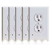 Link Worldwide LED Wall Plate Night Light Guide Electrical Outlet Wall Plate Automatic On/Off Sensor (Duplex, White) Great For Home & Office 5 Pack