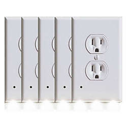 Link Worldwide LED Wall Plate Night Light Guide Electrical Outlet Wall Plate Automatic On/Off Sensor (Duplex, White) Great For Home & Office 5 Pack