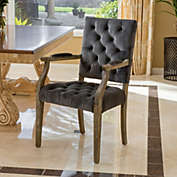 GDF Studio Myrtle Charcoal Velvet Arm Dining Chair