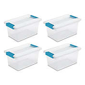 Sterilite  (4 Pack) 19628604 Medium Clip Box Clear Storage Tote Container with Lid