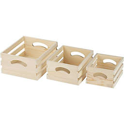 Juvale Wooden Caddy Boxes, Storage Crates (3 Pieces)