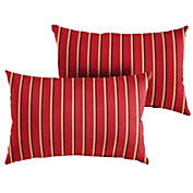 Outdoor Living and Style Set of 2 13" x 20" Red and Black Stripes Subrella Indoor and Outdoor Lumbar Pillows