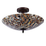 CHLOE Lighting  SHELLEY Mosaic 2 Light Semi-flush Ceiling Fixture 16" Shade