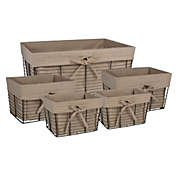 Contemporary Home Living Set of 5 Black Iron and Taupe Brown Home Essentials and Collectibles Chicken Wire Baskets, 18"