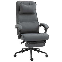 Vinsetto Ergonomic Executive Office Chair High Back Computer Desk Chair Linen Fabric 360? Swivel Adjustable Height Recliner with Headrest, Lumbar Support, Padded Armrest and Retractable Footrest, Grey