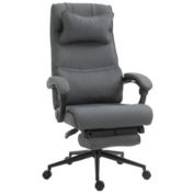Vinsetto Ergonomic Executive Office Chair High Back Computer Desk Chair Linen Fabric 360° Swivel Adjustable Height Recliner with Headrest, Lumbar Support, Padded Armrest and Retractable Footrest, Grey