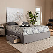 Baxton Studio  Baxton Studio Leni Modern and Contemporary Light Grey Fabric Upholstered 4-Drawer King Size Platform Storage Bed Frame
