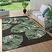 Paco Home Tropical Outdoor Rug Jungle Leaves Design for Patio