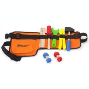 Top Race 10 Piece Tool Belt, Thick Fabric Tool Belt With Solid Wooden Tools, Construction