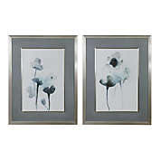 Contemporary Home Living Set Of 2 Floral Blossoms Canvas Hand Painted Indoor Wall Art 35"