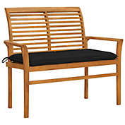 vidaXL vidaXL Garden Bench with Black Cushion 44.1 Solid Teak Wood 2671