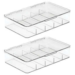 mDesign Plastic Divided First Aid Box Kit, 5 Sections/Hinge Lid, 2 Pack - Clear