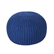 Contemporary Home Living 19.75" Navy Blue Contemporary Hand Knitted Pouf Ottoman