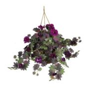 Nearly Natural Morning Glory Hanging Basket Silk Plant, Purple