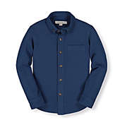Hope & Henry Boys&#39; Pique Button Down Shirt (Dark Blue Pique, 6-12 Months)