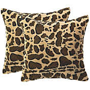 Cheer Collection Set of 2 Leopard Print Throw Pillows - Soft Velvety Faux Fur Decorative Lumbar Couch Pillows